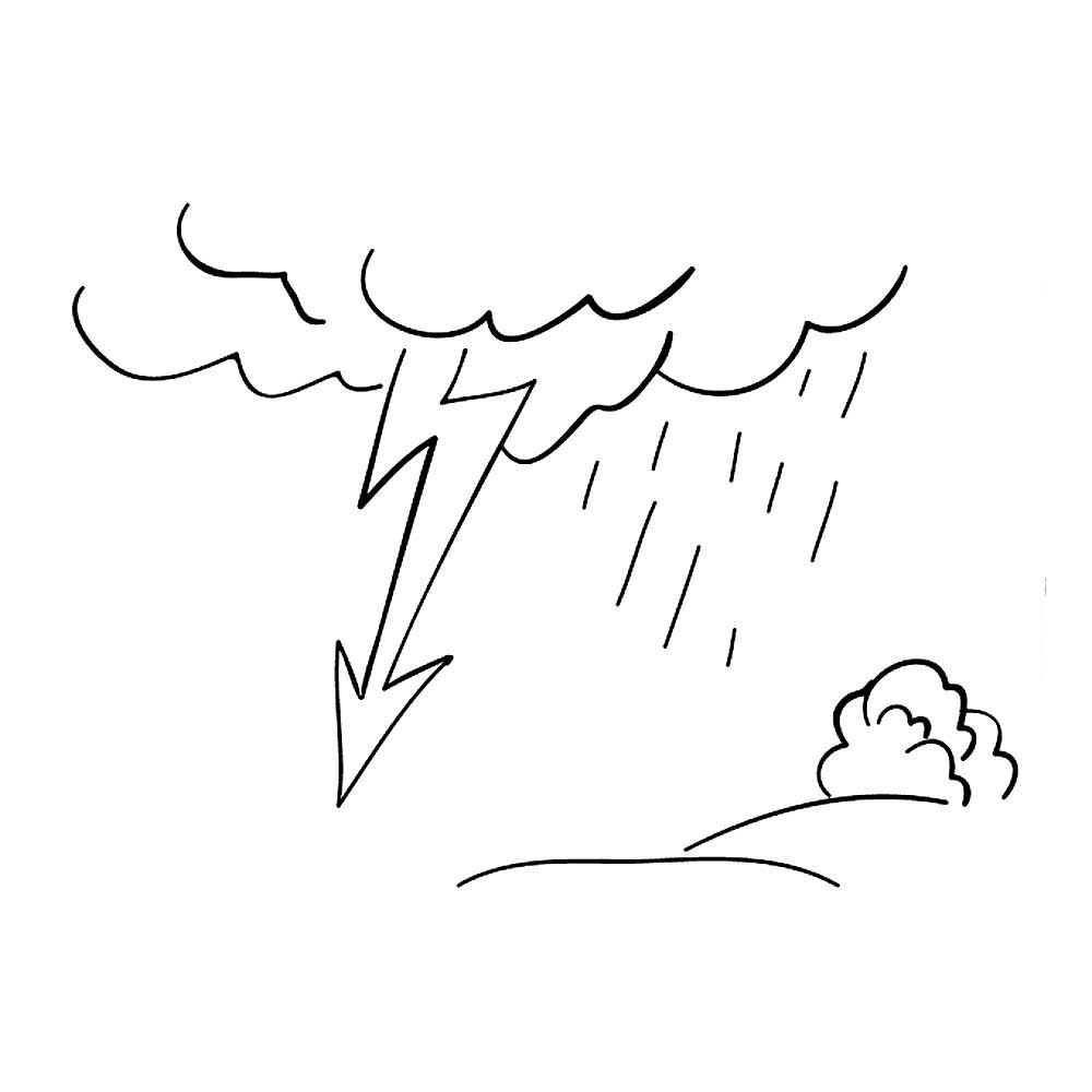 Молния во время дождя раскраски для раннего развития