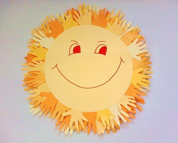 Аппликация солнце из ладошек. Аппликация на тему весны и лета