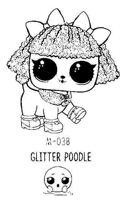 Раскраски куклы лол животные glitter poodle, блестящий лол щенок