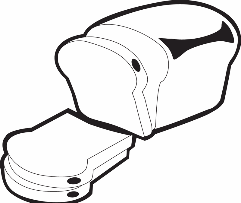 хлеб в раскрасках и ломтики хлеба. Батон