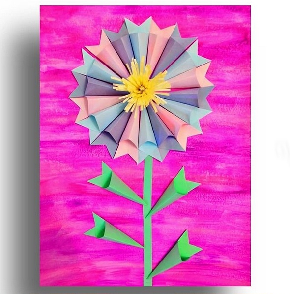 Объемная аппликация цветок из цветной бумаги. поделка на весеннюю тему