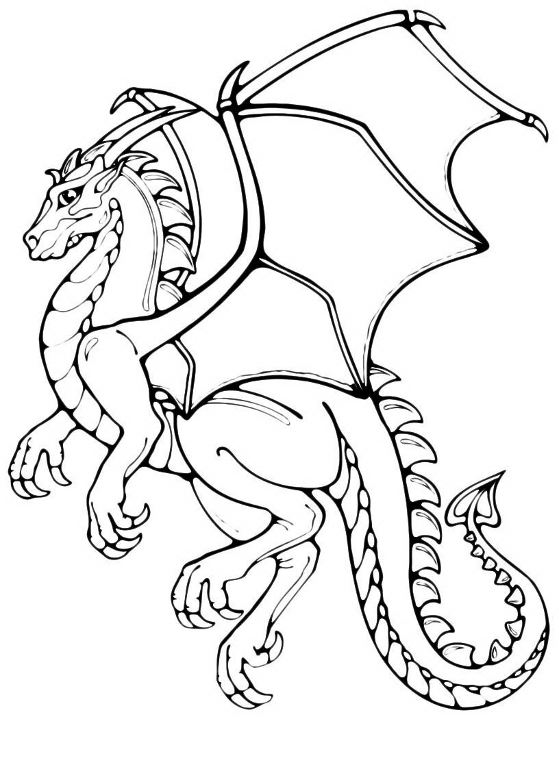 Опасные и злые драконы для мальчиков.  Скачать раскраски и распечатать онлайн
