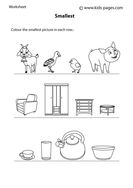 Задания для подготовке к школе на определение размера предмета. 