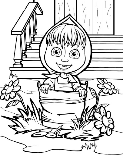 Маша и медведь. раскраски из мультфильма