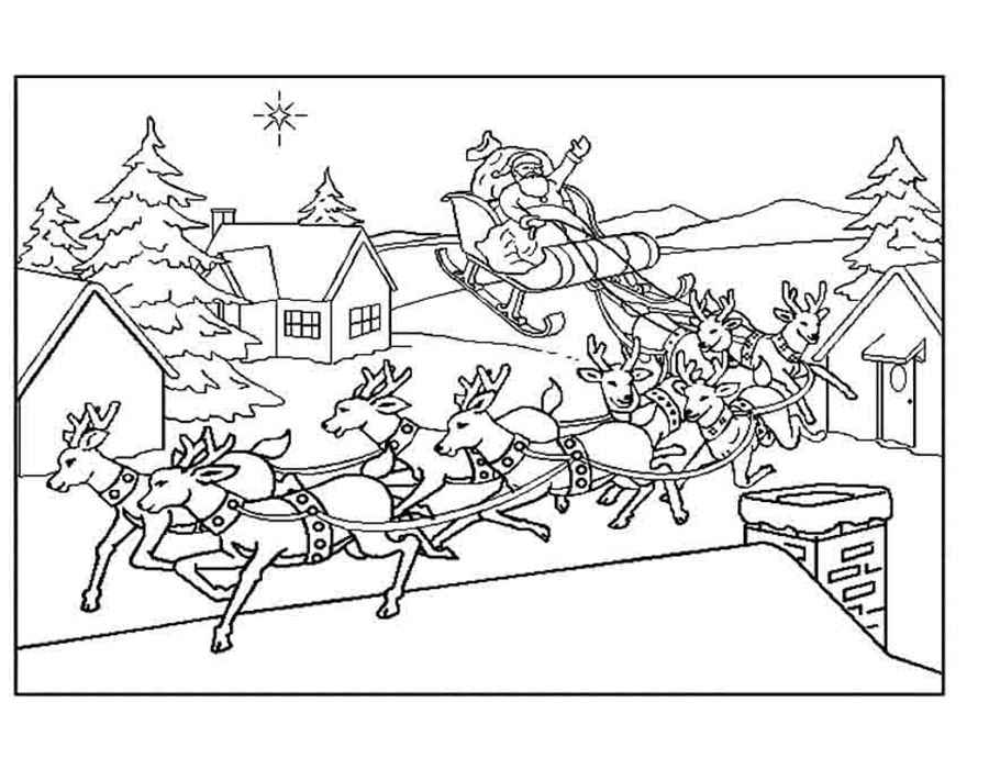 Дед мороз мчится на праздник на сказочных оленях