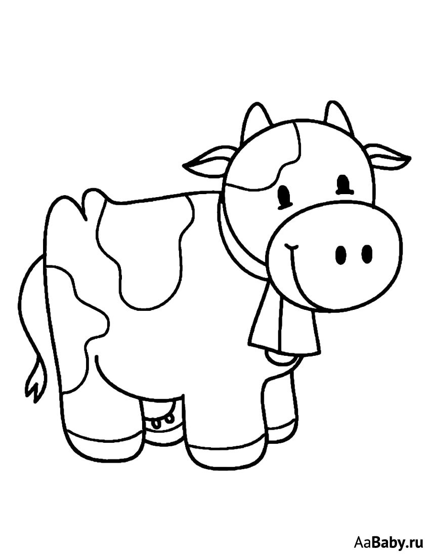 Раскраски с домашними животными. Корова буренка для мальчиков и девочек