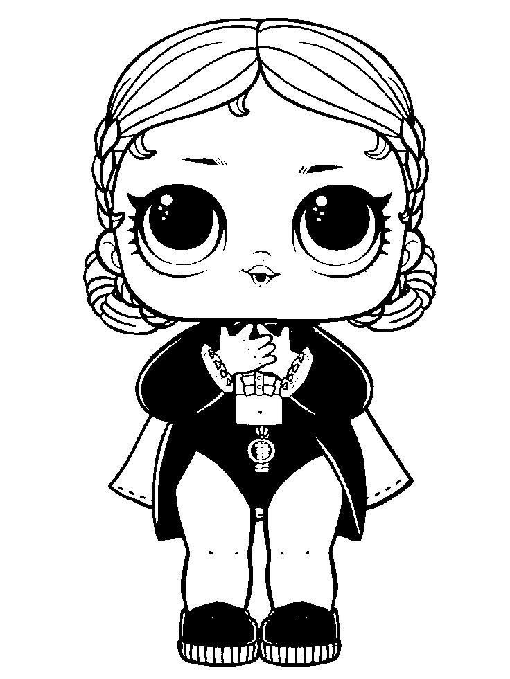 Раскраски с куклами для девочки, кукла лол Countess, раскрака лол