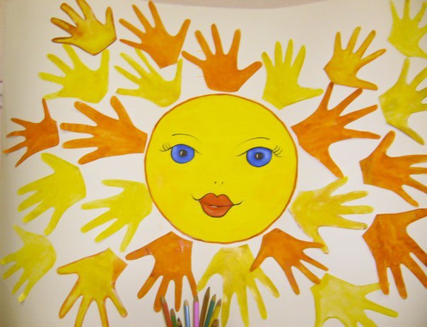 Аппликация солнце из ладошек. Аппликация на тему весны и лета