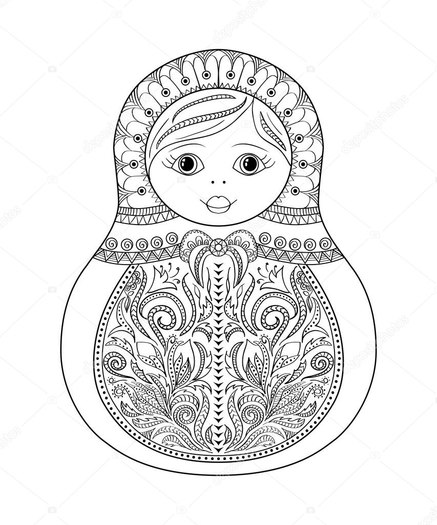 Русское народное творчество в раскрасках. Матрешки