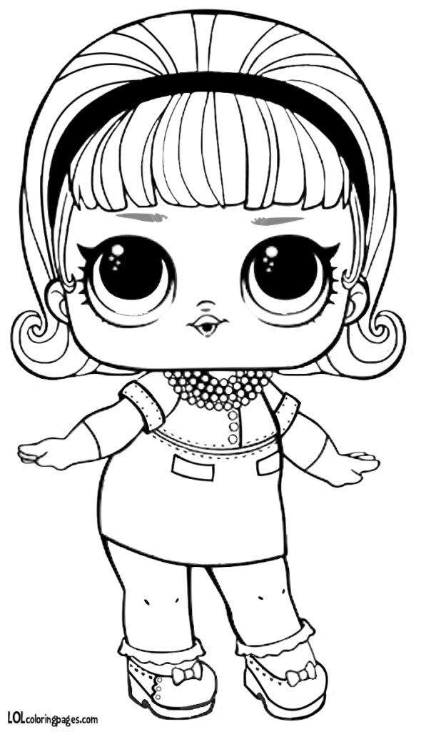 Качественная раскраска для девочке с куклой лол Madame Queen