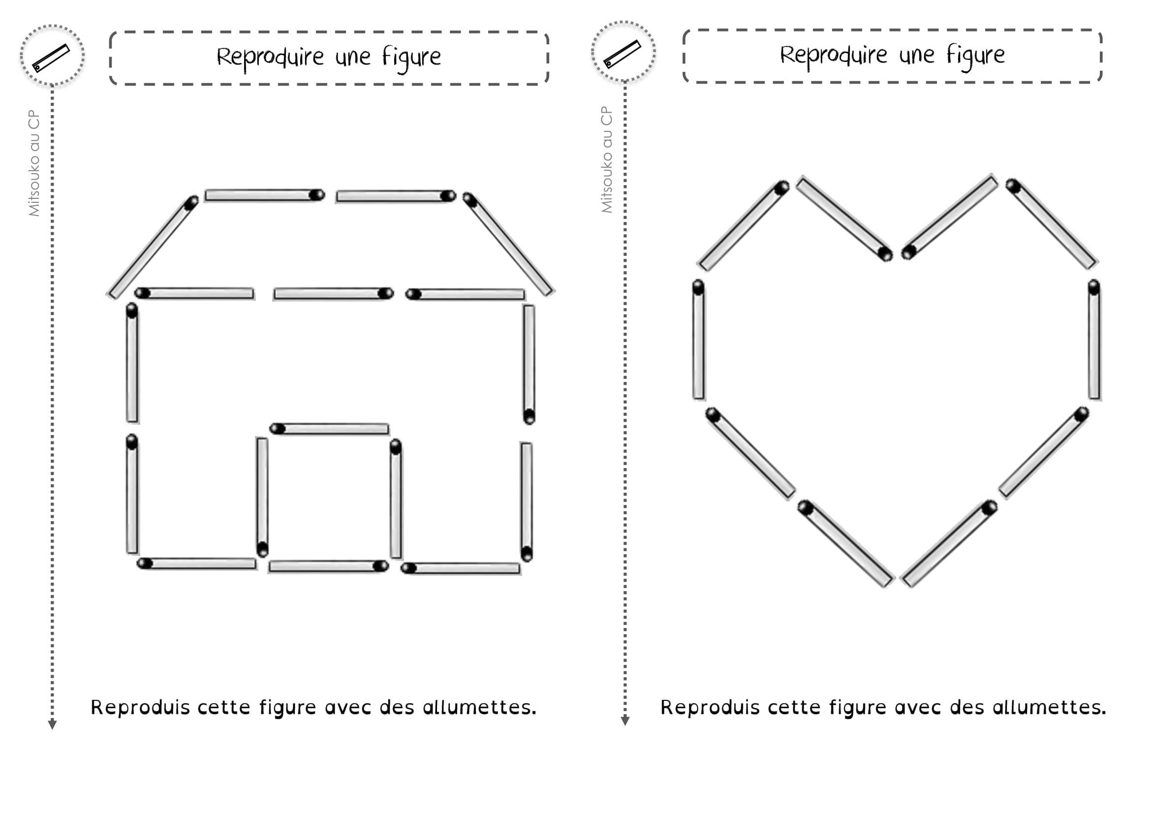 Скачать фигуры из спичек. Картинки с образцами и заданиями фигур из спичек