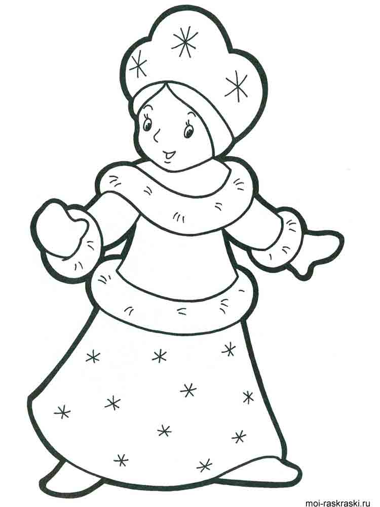 Раскраски с новогодней красоткой снегурочкой в хорошем качестве