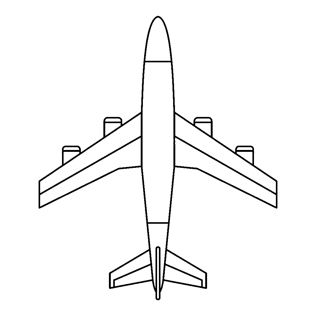 Контур, шаблон и трафарет самолета для вырезания и поделок в детском саду
