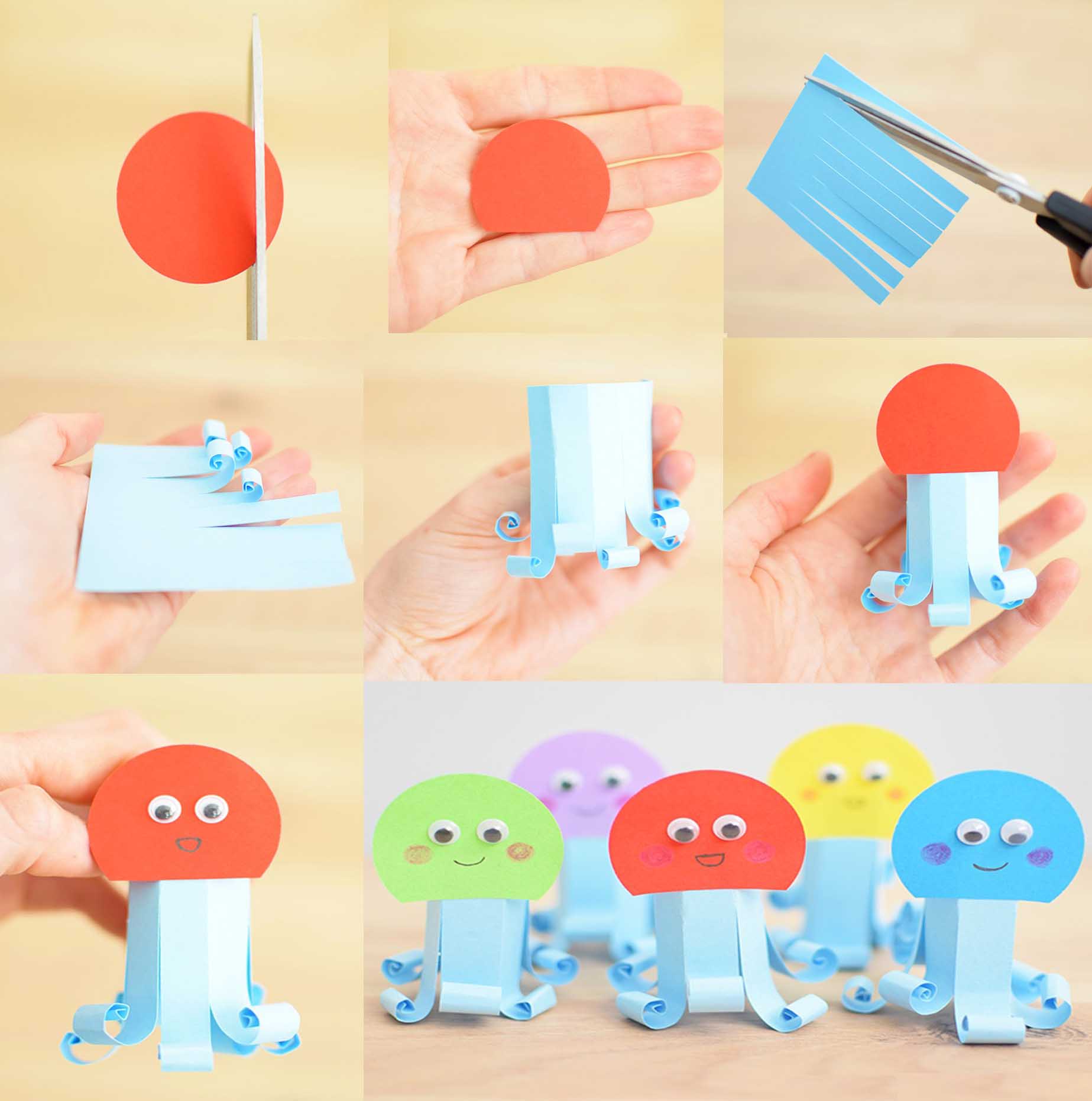 Поделка осьминог из цветной бумаги. Поделка на тему морской мир. Объемная апп...