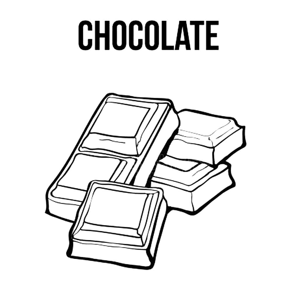 Шоколадки. Раскраски с плитками шоколада и шоколадными конфетами