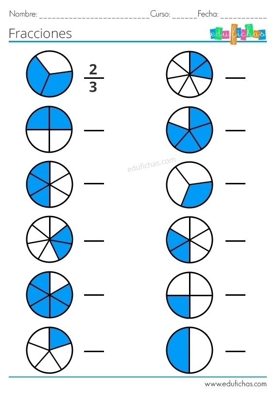 Задания на обычные дроби. Круг разделен на части и нужно определить какая это...
