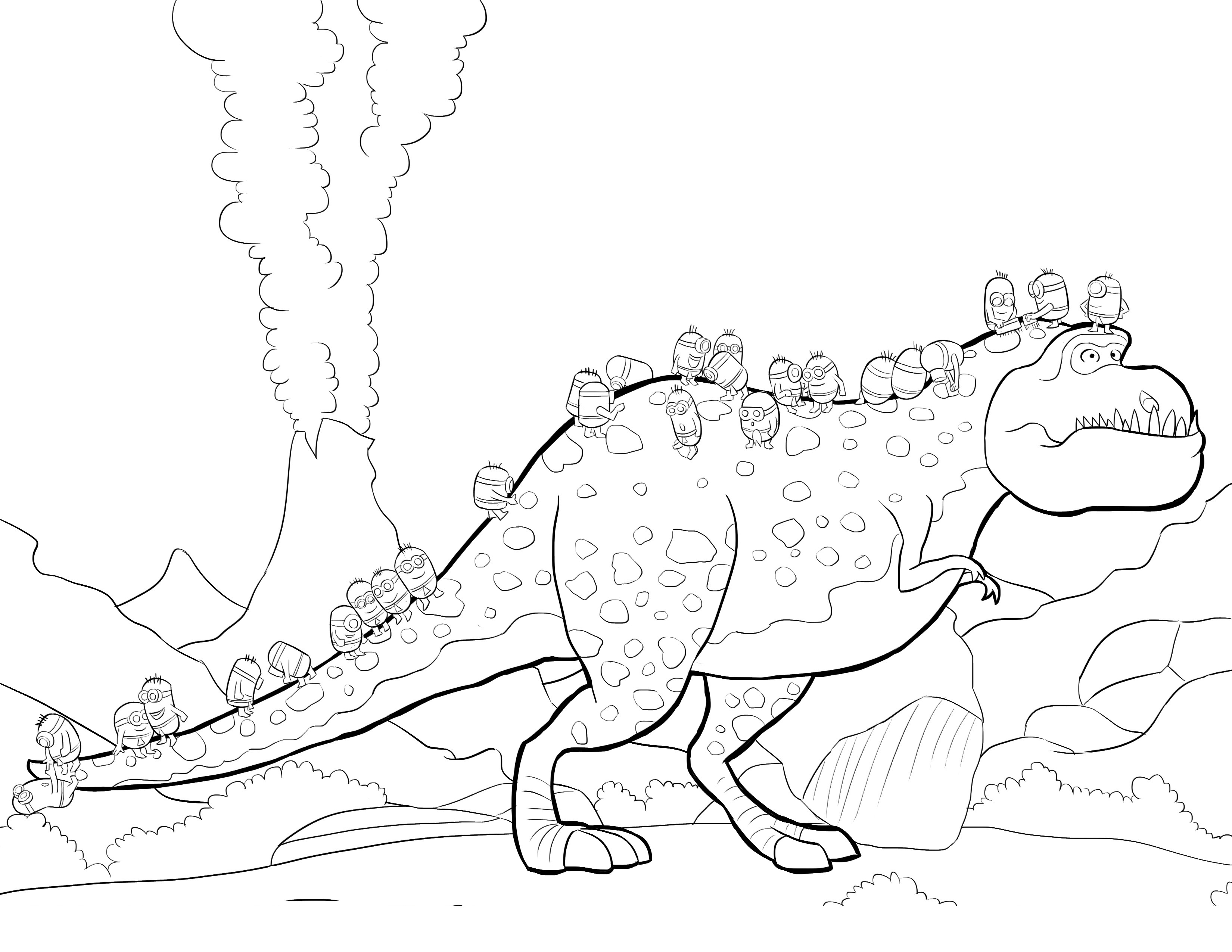 Раскраски из мультфильмов Гадкий я 1 2 3 с миньонами