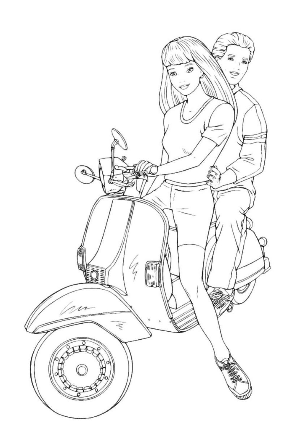 Барби едет на байке с кеном