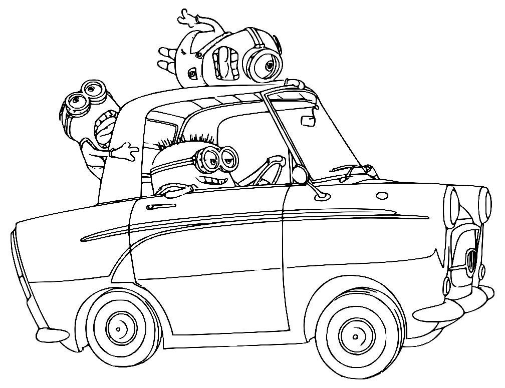 Раскраски из мультфильмов Гадкий я 1 2 3 с миньонами