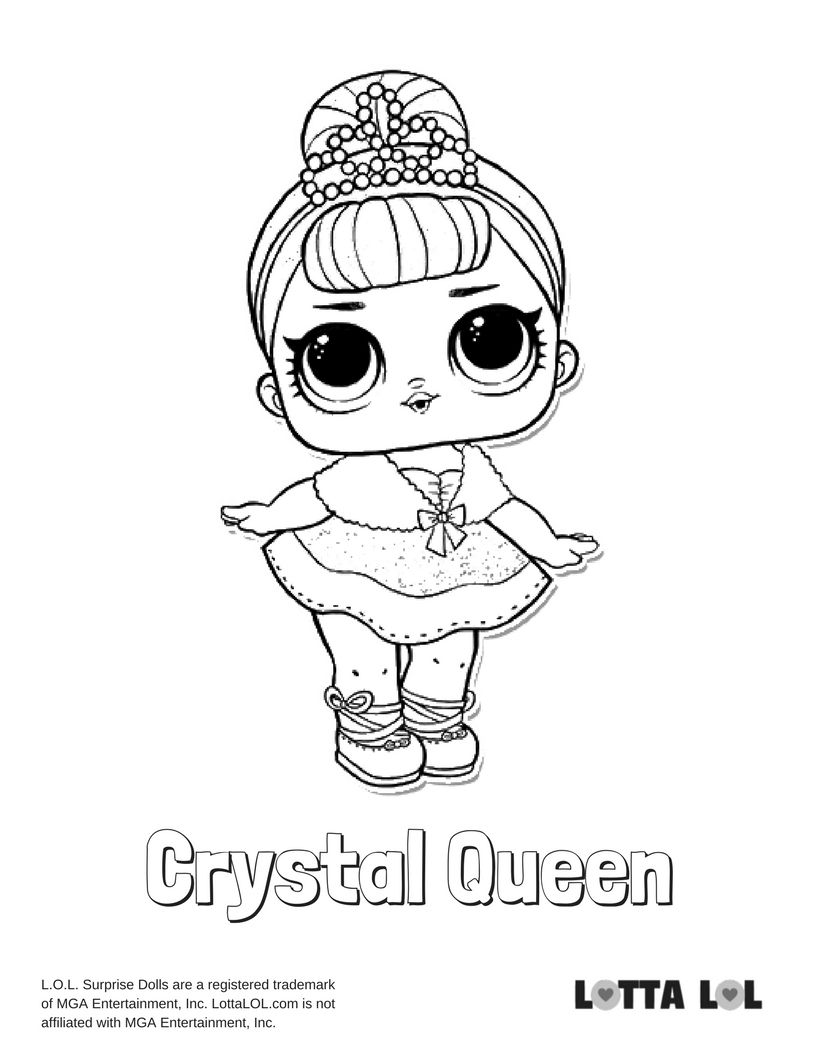 Раскраска кукла Crystal Queen. Раскраски куклы лол распечатать А4
