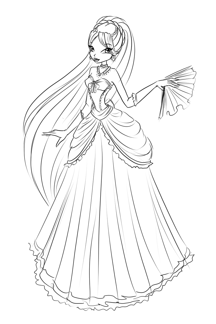 Раскраски с модными девчонками в красивых платьях 