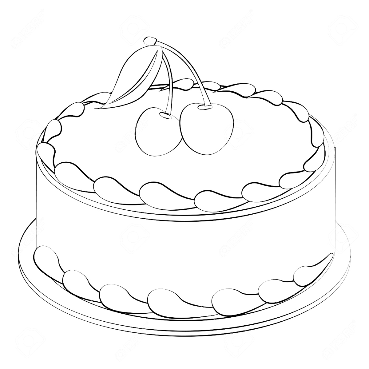 раскраски с тортом на день рождения