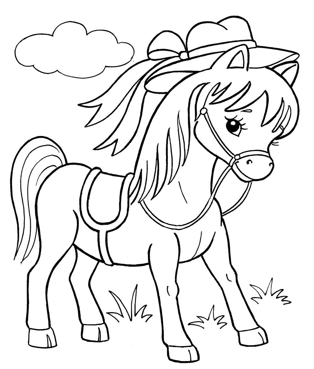 Раскраски с лошадкой качалкой и просто маленькими лошадками 