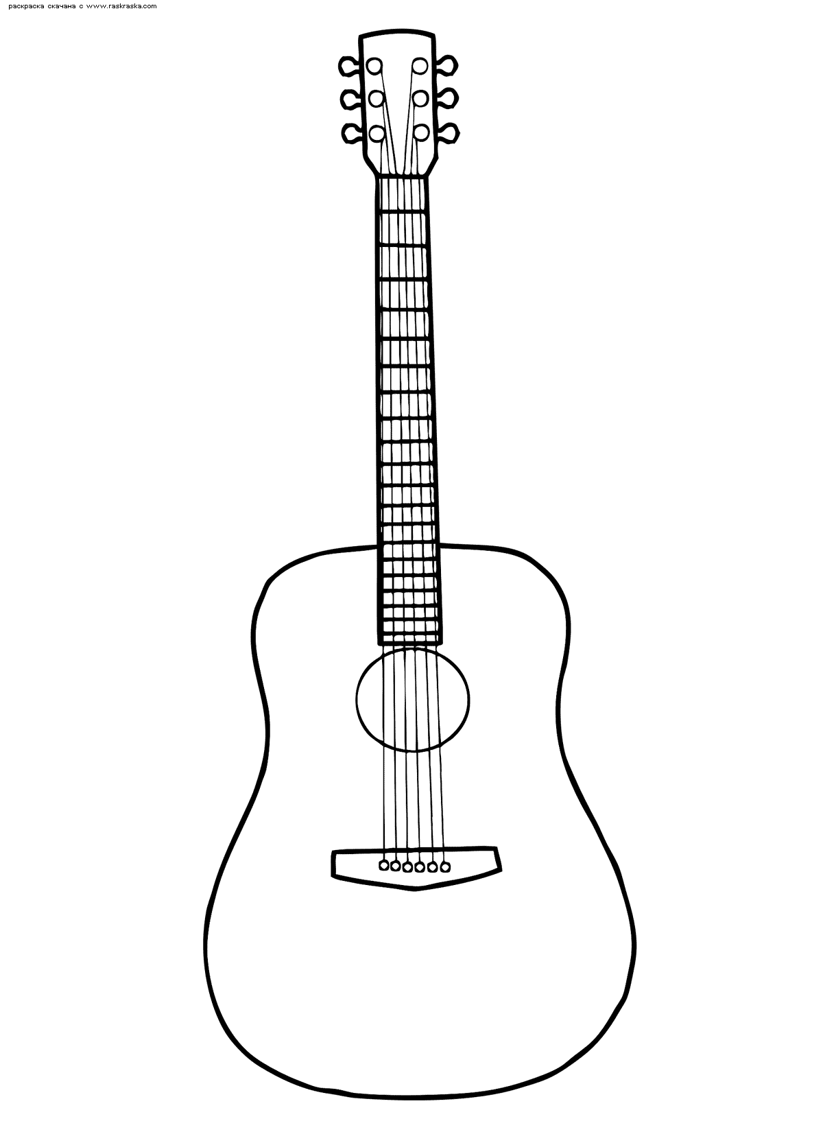 Раскраски со струнными музыкальными инструментами. Гитара