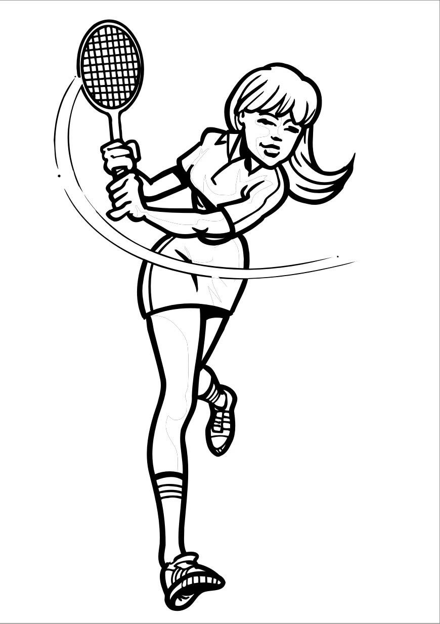 Раскраски про теннис. Люди играют в большой теннис с ракеткой и теннисным мячом