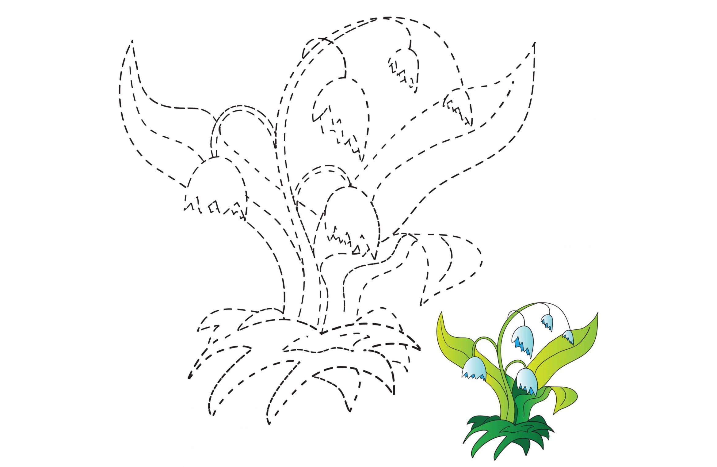 Подснежники по точкам нарисуй по образцу