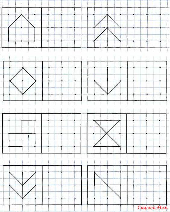 Нарисуй справа такой же рисунок как слева. Задания на развитие внимательности...