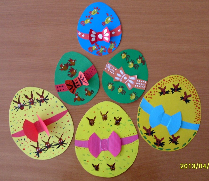 Пасхальные яйца, аппликации из цветной бумаги