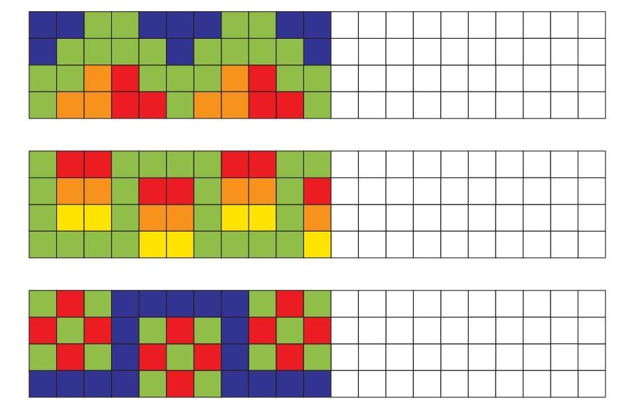 Продолжи цветной узор по обрацу