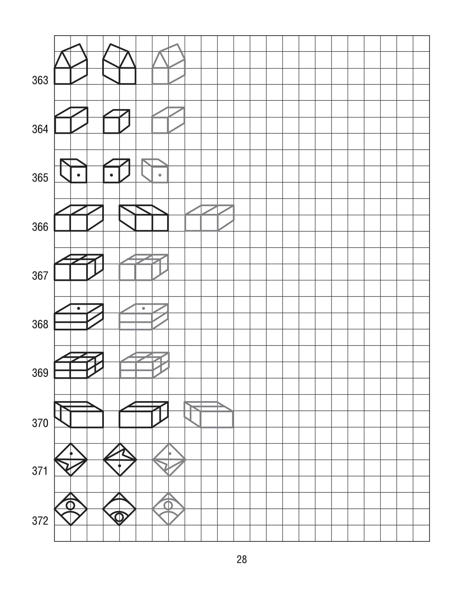 Продолжи узор по клеточкам. Нарисуй по образцу