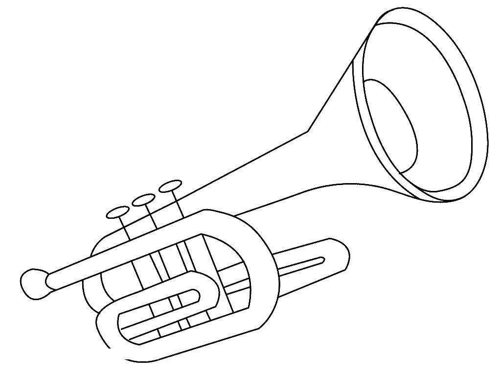 Духовые музыкальные инструменты для детей.  Раскраски с трубой