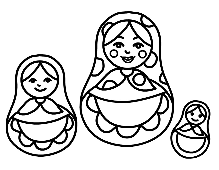 Русское народное творчество в раскрасках. Матрешки