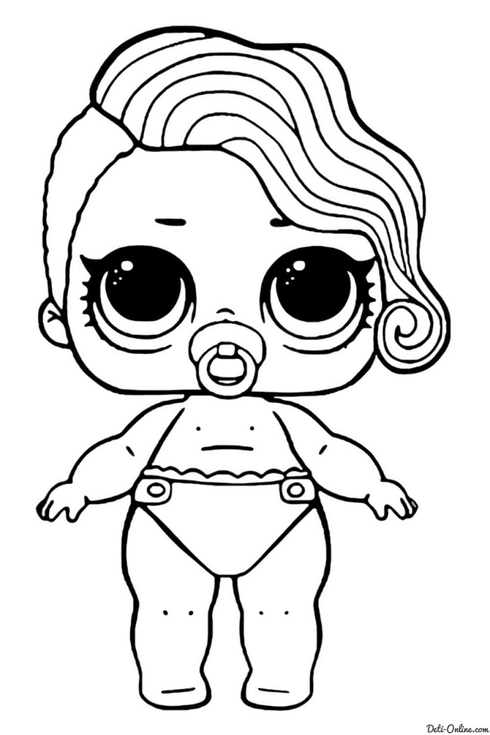 Раскраски для девочек с куклой лол Lil Black Tie, раскраски лол