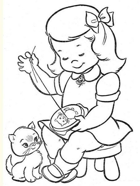 Раскраски для девочек с куклой Шерри и животными