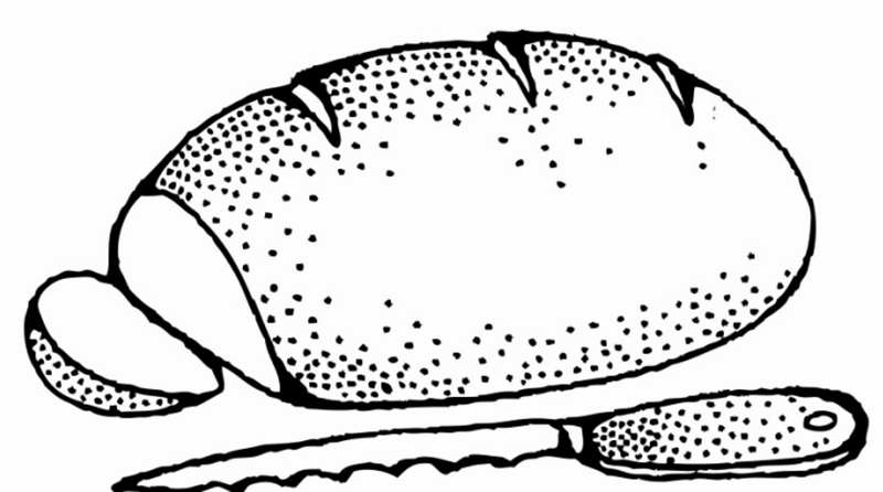 хлеб в раскрасках и ломтики хлеба. Батон