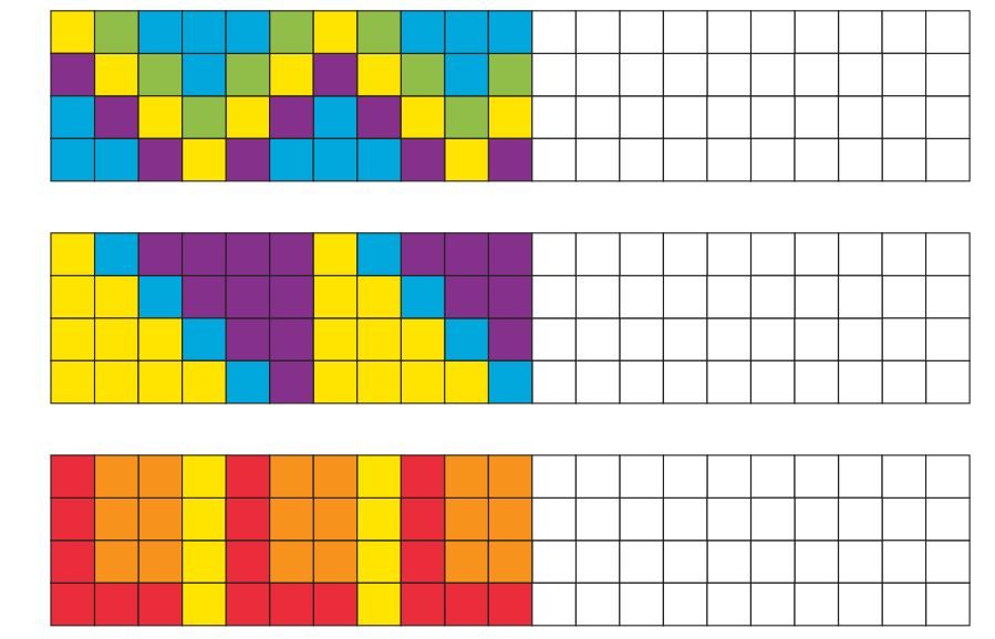 Продолжи цветной узор по обрацу