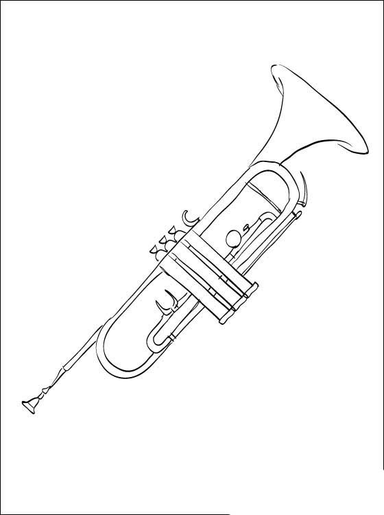 Духовые музыкальные инструменты для детей.  Раскраски с трубой