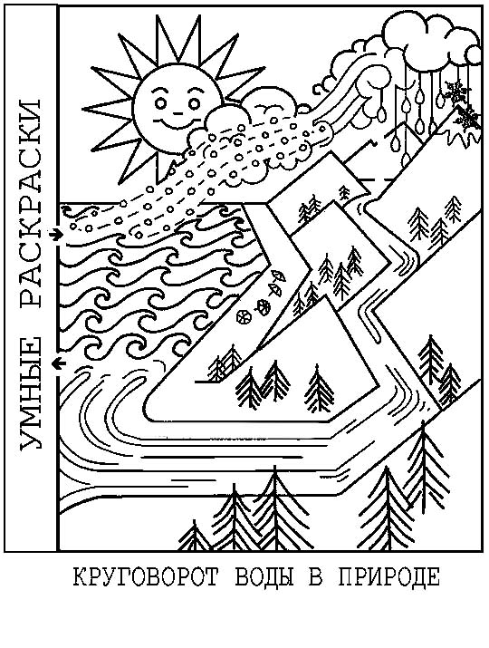 Круговорот воды в природе. Изучаем окружающий мир. Раскраски для раннего разв...