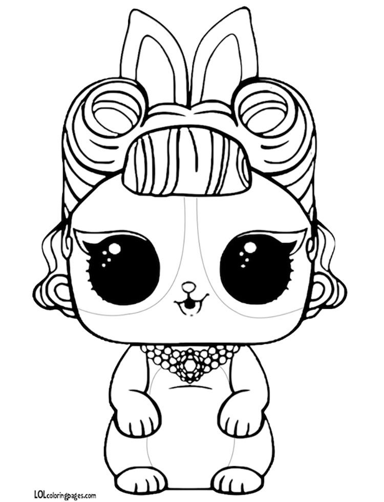 Раскраски куклы лол новые серии Jitter Critter, кукла лол зайка.