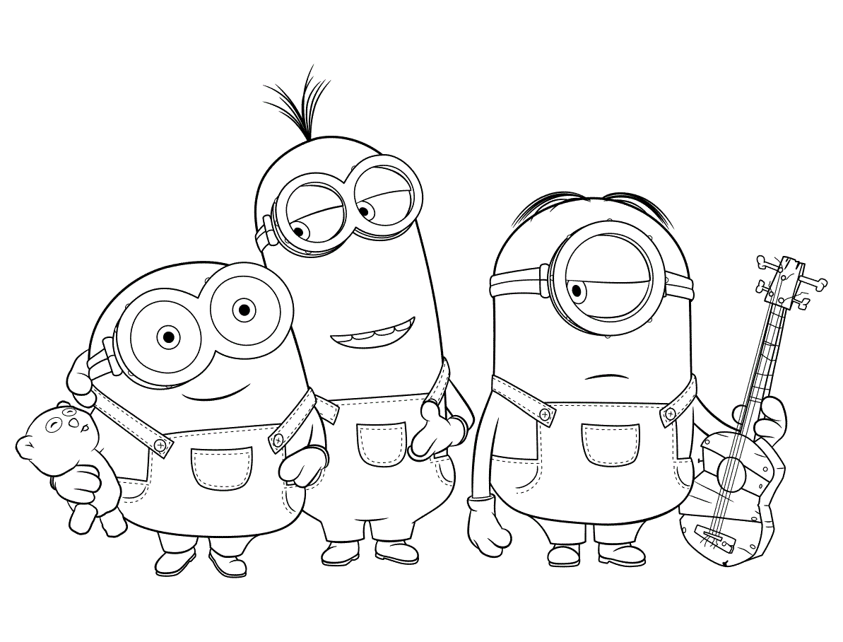 Раскраски из мультфильмов Гадкий я 1 2 3 с миньонами