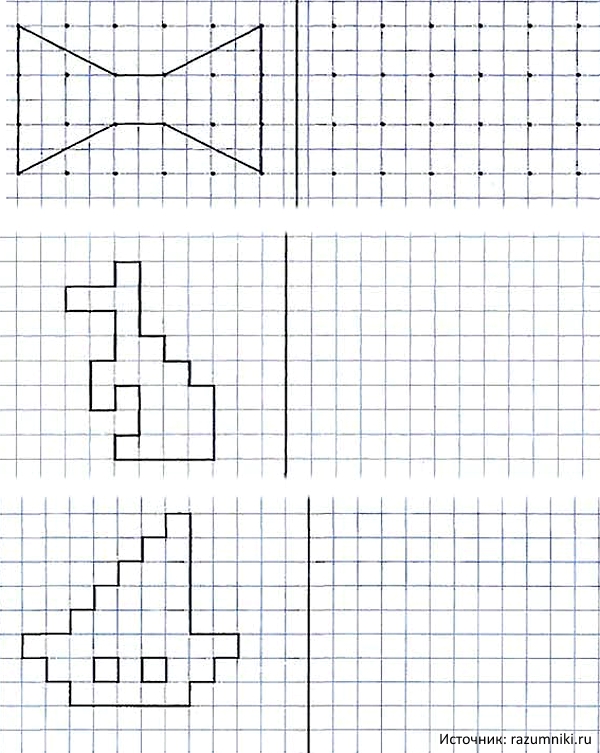 Нарисуй справа такой же рисунок как слева. Задания на развитие внимательности...