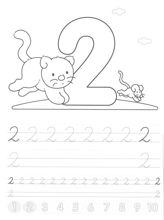Прописи с цифрами от 1 до 10 с мышками. На каждой прописи изображена цифра и ...