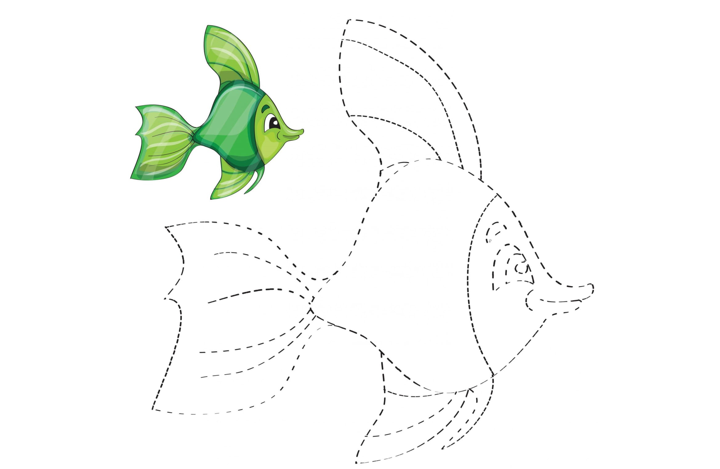 Зеленая рыба по точкам