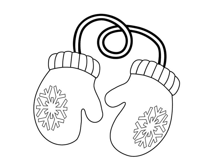 Раскраски с зимней одеждой. Варежки с узорами