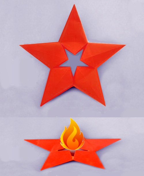 Поделка красная звезда из бумаги на 9 мая.