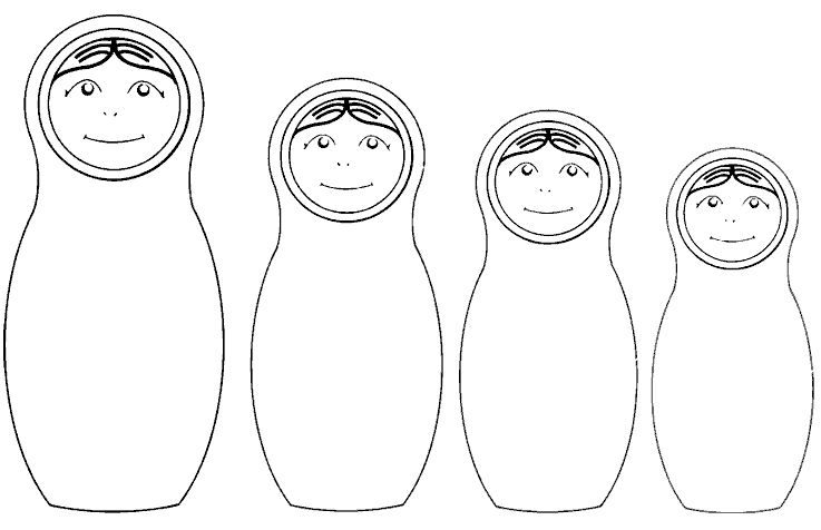 Русское народное творчество в раскрасках. Матрешки